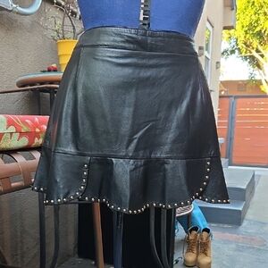 Zara Black Leather Studded Skirt (Women's 8)